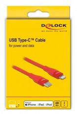 Delock 86635 2m USB-C - Lightning iPhone/iPad/iPod kompatibilis piros MFi adat- és töltőkábel Mobil / Kommunikáció / Smart - Mobiltelefon kiegészítő / tok - Kábel / átalakító - 428609