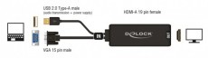 Delock 62668 VGA–HDMI audiójel átjátszós adapter Tv kiegészítők - Fali tartó / konzol - Kiegészítő / adapter - 437307