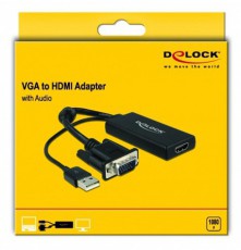 Delock 62668 VGA–HDMI audiójel átjátszós adapter Tv kiegészítők - Fali tartó / konzol - Kiegészítő / adapter - 437307