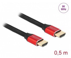 Delock 85772 50cm Ultra nagy sebességű HDMI 48Gbps 8K 60Hz piros kábel Tv kiegészítők - Kábel / csatlakozó - Hdmi kábel - 452551