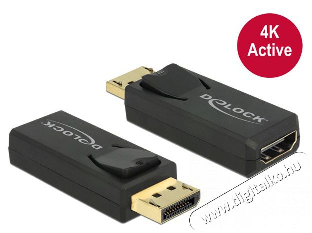 Delock 65573 Displayport 1.2 dugó > HDMI hüvely 4K aktív fekete adapter Tv kiegészítők - Kábel / csatlakozó - Hdmi kábel - 464351