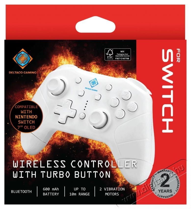 Deltaco kontroller, Nintendo Switch-hez, Feh&eacute;r Iroda &eacute;s sz&aacute;m&iacute;t&aacute;stechnika - J&aacute;t&eacute;k konzol - Kontroller - 533253