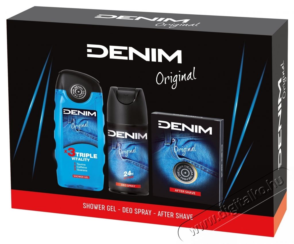 Denim Original szett: Borotv&aacute;lkoz&aacute;s ut&aacute;ni arcszesz, 100 ml + Tusf&uuml;rdő, 250 ml + Dezodor spray, 150 ml Sz&eacute;ps&eacute;g&aacute;pol&aacute;s / Eg&eacute;szs&eacute;g - Arc / bőr &aacute;pol&aacute;s - Kieg&eacute;sz&iacute;tő - 536370