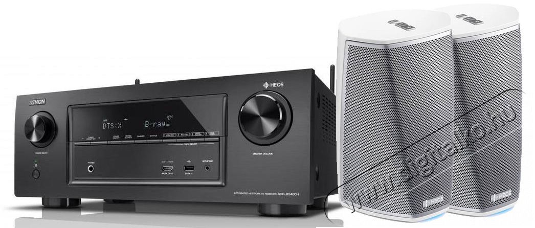 Denon AVR-X2400H házimozi rádióerősítő 7.2 HD + 2db HEOS 1 HS2 hangsugárzó - fehér Audio-Video / Hifi / Multimédia - Házimozi - Összeállított házimozi szett - 320632