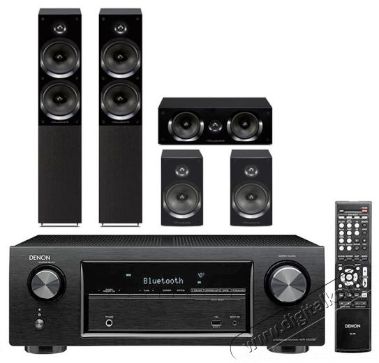 Denon AVR-X520BT + Wharfedale Quartz Q7 szett - fekete Audio-Video / Hifi / Multimédia - Házimozi - Összeállított házimozi szett - 289126