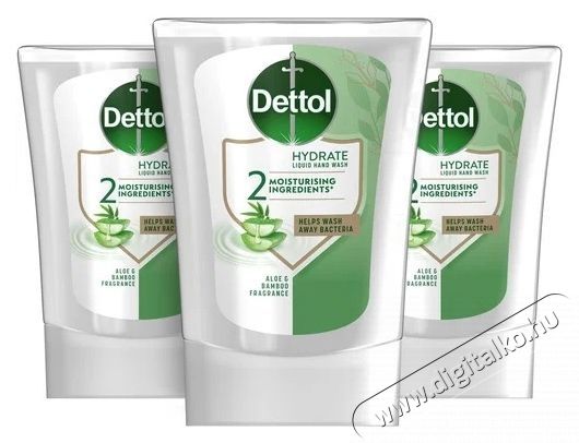 Dettol &Eacute;rint&eacute;s n&eacute;lk&uuml;li k&eacute;zmos&oacute; k&eacute;sz&uuml;l&eacute;k ut&aacute;nt&ouml;ltő - Aloe vera, 3x 250 ml H&aacute;ztart&aacute;s / Otthon / K&uuml;lt&eacute;r - F&uuml;rdőszoba / wc - Foly&eacute;kony szappan - 537764
