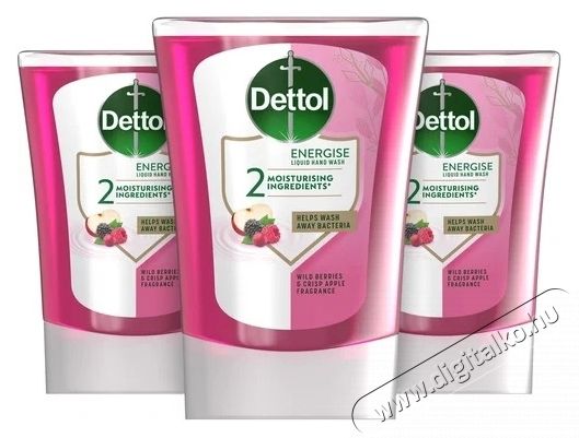 Dettol &Eacute;rint&eacute;s n&eacute;lk&uuml;li k&eacute;zmos&oacute; k&eacute;sz&uuml;l&eacute;k ut&aacute;nt&ouml;ltő - Erdei gy&uuml;m&ouml;lcs, 3x 250 ml H&aacute;ztart&aacute;s / Otthon / K&uuml;lt&eacute;r - F&uuml;rdőszoba / wc - Foly&eacute;kony szappan - 537768