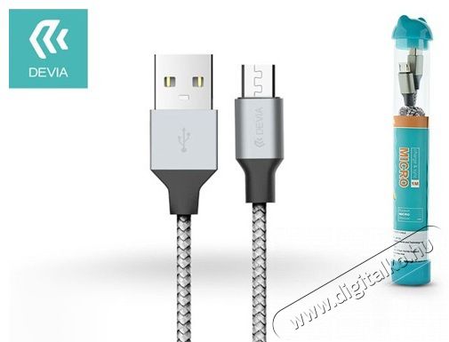 Devia ST325427 Tube Micro USB kábel - ezüst/fekete textil Mobil / Kommunikáció / Smart - Mobiltelefon kiegészítő / tok - Kábel / átalakító - 369209