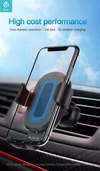 Devia ST329906 V.2 10W szellőzőrácsba illeszthető vezeték nélküli autós gyorstöltő és tartó Mobil / Kommunikáció / Smart - Mobiltelefon kiegészítő / tok - Hálózati-, autós töltő - 369228