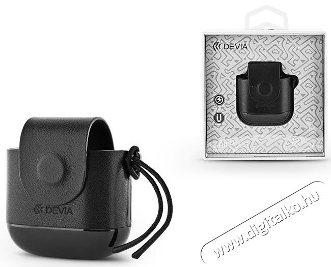 Devia ST325397 AirPods bőr védőtok Qi vezetékmentes töltő funkcióval Mobil / Kommunikáció / Smart - Mobiltelefon kiegészítő / tok - Kiegészítő - 369207