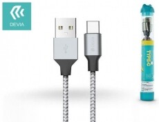 Devia ST325434 Tube Type-C textil adatkábel - ezüst/fekete Mobil / Kommunikáció / Smart - Mobiltelefon kiegészítő / tok - Kábel / átalakító - 369210