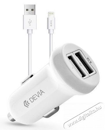Devia ST326905 Devia Smart dual port Lightning car charger 3,1A - autós töltő 2xUSB + Lightning kábel Mobil / Kommunikáció / Smart - Mobiltelefon kiegészítő / tok - Hálózati-, autós töltő - 369220