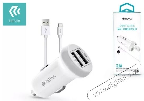 Devia ST331190 Devia Smart dual port USB Type-C 3.1A/2xUSB/USB Type-C kábel autós töltő Mobil / Kommunikáció / Smart - Mobiltelefon kiegészítő / tok - Hálózati-, autós töltő - 369238