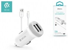 Devia ST326905 Devia Smart dual port Lightning car charger 3,1A - autós töltő 2xUSB + Lightning kábel Mobil / Kommunikáció / Smart - Mobiltelefon kiegészítő / tok - Hálózati-, autós töltő - 369220