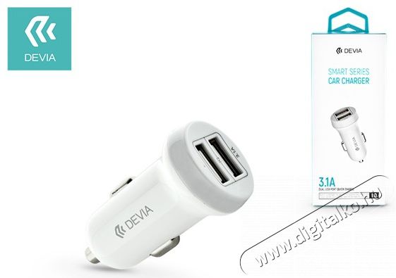 Devia ST330810 Devia Smart dual port USB 3.1a/2xUSB kimenettel autós töltő - fehér Mobil / Kommunikáció / Smart - Mobiltelefon kiegészítő / tok - Hálózati-, autós töltő - 369233