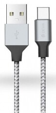 Devia ST325434 Tube Type-C textil adatkábel - ezüst/fekete Mobil / Kommunikáció / Smart - Mobiltelefon kiegészítő / tok - Kábel / átalakító - 369210