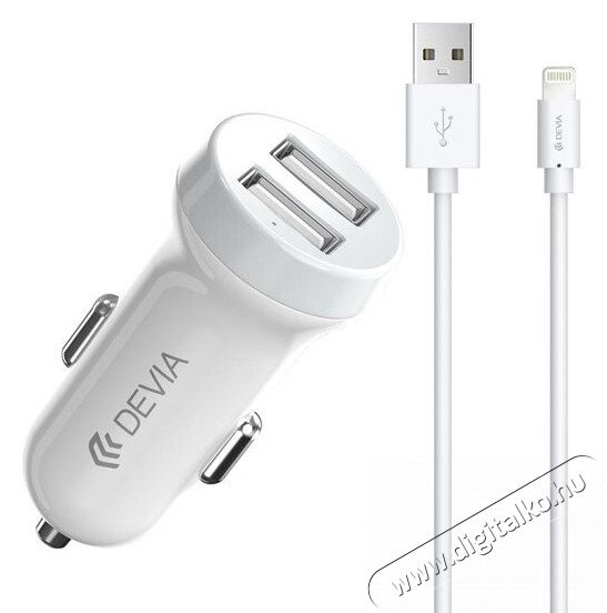 Devia ST326905 Devia Smart dual port Lightning car charger 3,1A - autós töltő 2xUSB + Lightning kábel Mobil / Kommunikáció / Smart - Mobiltelefon kiegészítő / tok - Hálózati-, autós töltő - 369220