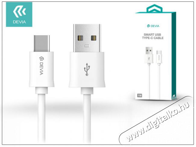 Devia ST993405 Smart USB Type-C v2.0 adatkábel 1 méter - fehér Iroda és számítástechnika - Számítógép tartozék - USB kábel - 369266