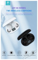 Devia ST351020 Bluetooth v5.0 Joy A6 Series TWS with Charging Case - fekete sztereó headset Audio-Video / Hifi / Multimédia - Fül és Fejhallgatók - Fülhallgató mikrofonnal / headset - 395001