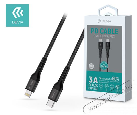 Devia ST350085 Type-C-Lightning 1,5 méter - Gracious Series PD Cable 20W adat- és töltőkábel Mobil / Kommunikáció / Smart - Mobiltelefon kiegészítő / tok - Kábel / átalakító - 394120