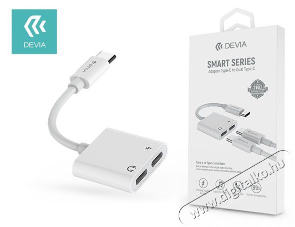 Devia ST354137 Type-C -2x Type-C audio adapter - fehér Tv kiegészítők - Kábel / csatlakozó - Csatlakozó / elosztó / átalakító - 386886