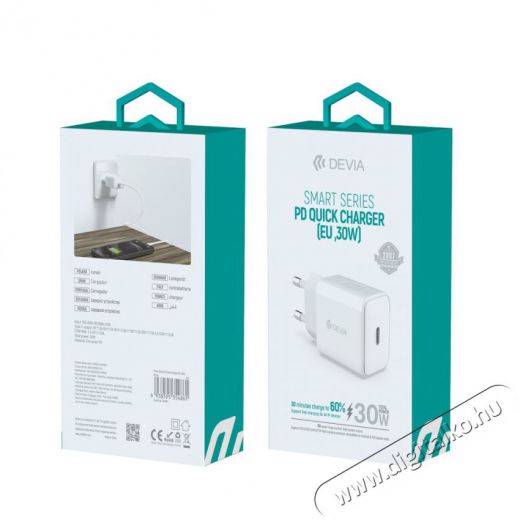 Devia ST354861 Type-C bemenettel - 30W - Smart PD3.0 Quick Charger hálózati töltő adapter Mobil / Kommunikáció / Smart - Mobiltelefon kiegészítő / tok - Hálózati-, autós töltő - 394122