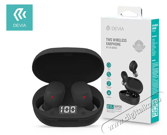 Devia ST351013 Bluetooth v5.0 Joy A6 Series TWS with Charging Case - fehér sztereó headset Audio-Video / Hifi / Multimédia - Fül és Fejhallgatók - Fülhallgató mikrofonnal / headset - 437851