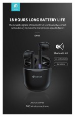 Devia ST351068 Bluetooth v5.0 Joy A10 Series TWS with Charging Case - fekete sztereó headset Audio-Video / Hifi / Multimédia - Fül és Fejhallgatók - Fülhallgató mikrofonnal / headset - 437850