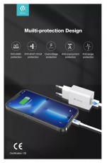 Devia ST362279 Smart Fast Charge 2A USB fehér hálózati töltő adapter Mobil / Kommunikáció / Smart - Tablet / E-book kiegészítő, tok - Hálózati-, autós töltő - 458678