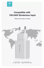 Devia ST362279 Smart Fast Charge 2A USB fehér hálózati töltő adapter Mobil / Kommunikáció / Smart - Tablet / E-book kiegészítő, tok - Hálózati-, autós töltő - 458678