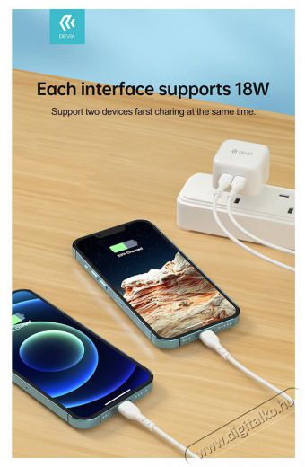 Devia ST366086 GaN 35W 2xType-C hálózati töltő adapter Akkuk és töltők - Li-ion akkumulátor és töltő (gyári) - Töltő / hálózati adapter - 478478