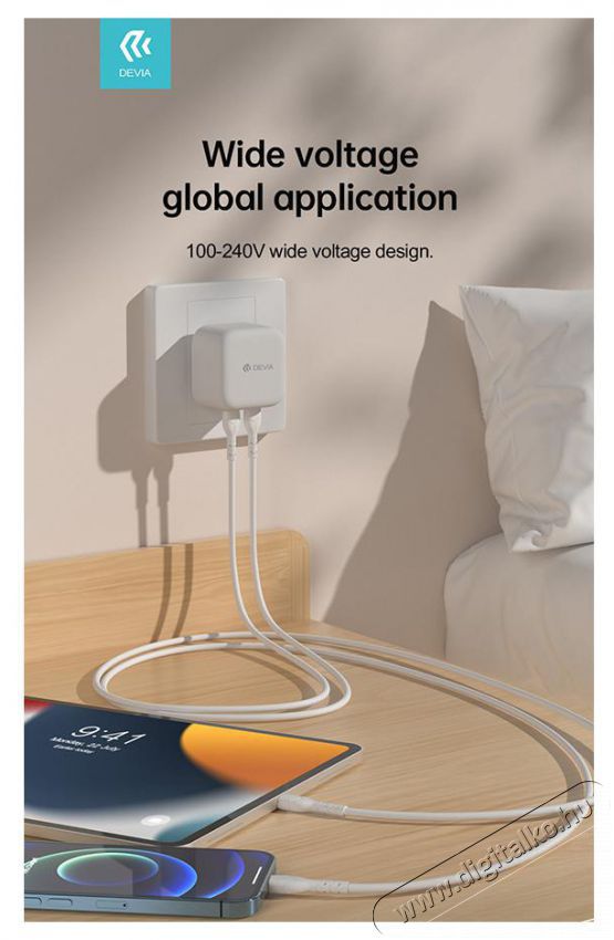 Devia ST366086 GaN 35W 2xType-C hálózati töltő adapter Akkuk és töltők - Li-ion akkumulátor és töltő (gyári) - Töltő / hálózati adapter - 478478