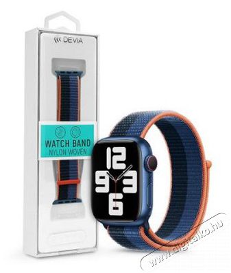 Devia ST364716 Apple Watch 42/44/45/49mm kék/fekete szövet sport szíj Mobil / Kommunikáció / Smart - Mobiltelefon kiegészítő / tok - Kiegészítő - 478459