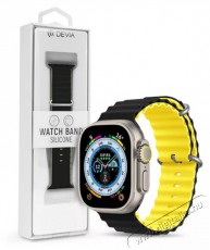 Devia ST381607 Apple Watch 38/40/41mm fekete/sárga szilikon sport szíj Mobil / Kommunikáció / Smart - Okos eszköz - Egyéb okos eszköz - 478439