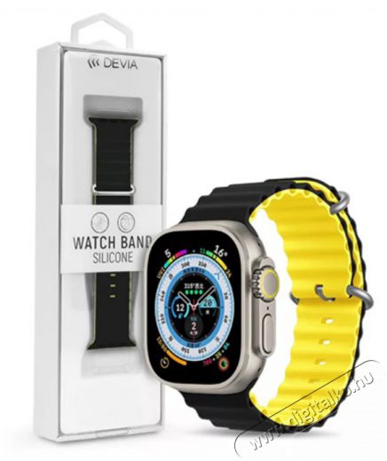 Devia ST381607 Apple Watch 38/40/41mm fekete/sárga szilikon sport szíj Mobil / Kommunikáció / Smart - Okos eszköz - Egyéb okos eszköz - 478439