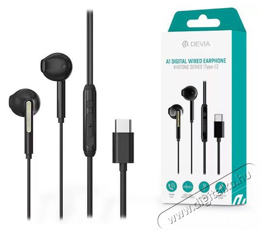 Devia ST379796 A1 Type-C fekete fülhallgató Audio-Video / Hifi / Multimédia - Fül és Fejhallgatók - Fülhallgató - 478436