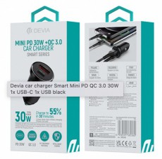 Devia ST385360 Smart Mini PD 30W+QC 3.0 USB+Type-C szivargyújtó töltő adapater Akkuk és töltők - Li-ion akkumulátor és töltő (gyári) - Töltő / hálózati adapter - 514797
