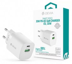 Devia ST386718 Smart GaN 30W PD USB + Type-C Hálózati töltő adapter Akkuk és töltők - Li-ion akkumulátor és töltő (gyári) - Töltő / hálózati adapter - 514798