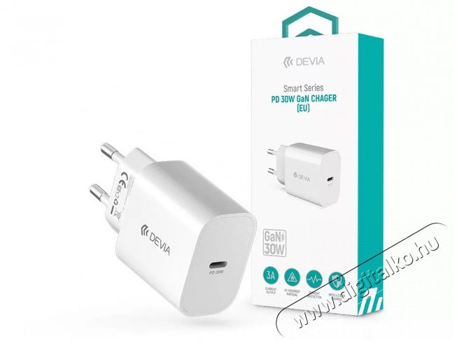 Devia ST399794 Smart GaN 30W Type-C Hálózati töltő adapter Akkuk és töltők - Li-ion akkumulátor és töltő (gyári) - Töltő / hálózati adapter - 514799