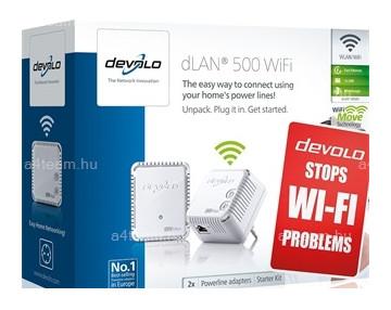 Devolo D 9089 dLAN 500 WiFi Starter Kit Iroda és számítástechnika - Hálózat - Lefedettségnövelő / jeltovábbító - 313436