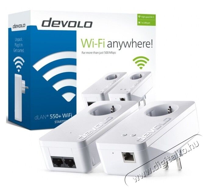 Devolo D 9840 dLAN 550+ WiFi ac Starter Kit Iroda és számítástechnika - Hálózat - Lefedettségnövelő / jeltovábbító - 313429