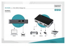 DIGITUS 4 portos USB hub Iroda és számítástechnika - Notebook kiegészítő - USB hub / elosztó - 393691