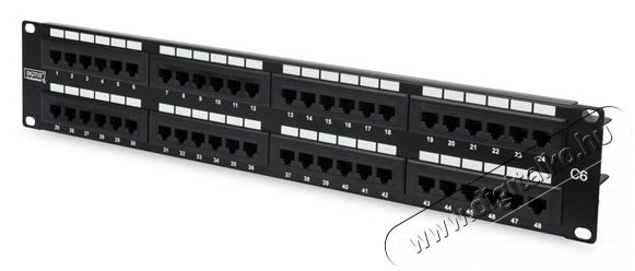 DIGITUS CAT6 48port 19" 2U kompakt fekete árnyékolatlan Patch Panel Iroda és számítástechnika - Hálózat - Hálózati kiegészítő - 393053