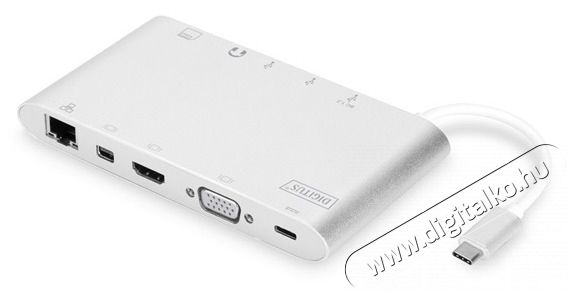 DIGITUS DA-70861 USB-C 11 portos univerzális notebook dokkoló állomás Iroda és számítástechnika - Notebook kiegészítő - USB hub / elosztó - 393232