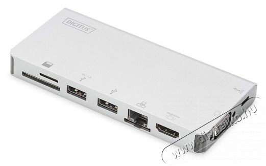 DIGITUS DA-70866 USB-C utazó 8 portos univerzális notebook dokkoló állomás Tv kiegészítők - Kábel / csatlakozó - Csatlakozó / elosztó / átalakító - 393651