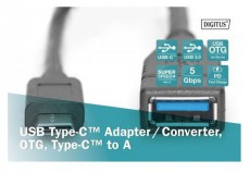 DIGITUS USB 3.0 Type A anya-> USB 3.0 Type C apa 0,15m OTG adapter Tv kiegészítők - Kábel / csatlakozó - Csatlakozó / elosztó / átalakító - 393648