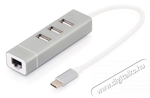 DIGITUS USB Type-C Ethernet adapter + 3 portos USB HUB Iroda és számítástechnika - Hálózat - Hálózati kiegészítő - 393038
