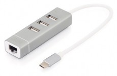 DIGITUS USB Type-C Ethernet adapter + 3 portos USB HUB Iroda és számítástechnika - Hálózat - Hálózati kiegészítő - 393038