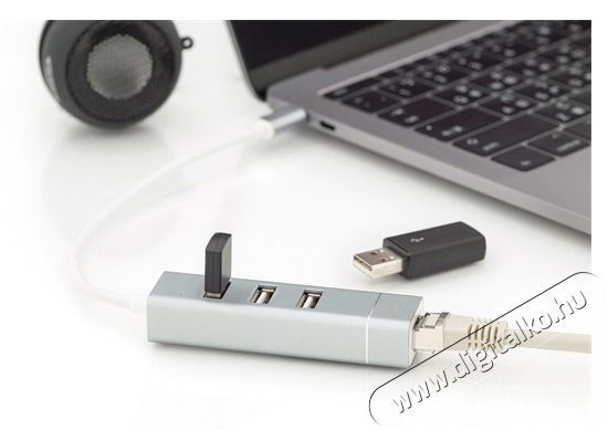 DIGITUS USB Type-C Ethernet adapter + 3 portos USB HUB Iroda és számítástechnika - Hálózat - Hálózati kiegészítő - 393038