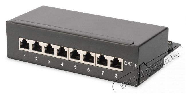 DIGITUS CAT6 8port asztali fekete árnyékolt patch panel Iroda és számítástechnika - Hálózat - Hálózati kiegészítő - 393094